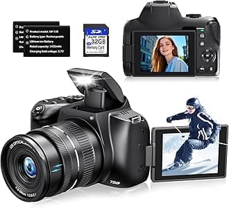Cameras for Photography, 12X Optical Zoom 4K Digital Camera with WiFi & App Control, 72MP Vlogging Camera with 180° Flip Screen, Auto Focus, 59mm Wide Angle & Macro Lens, 32GB SD Card