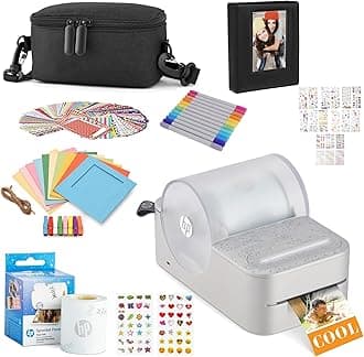 Sprocket Panorama Instant Portable Color Label & Photo Printer (Grey) Gift Bundle with case, Zink roll, Photo Album, Markers, Stickers and Frames