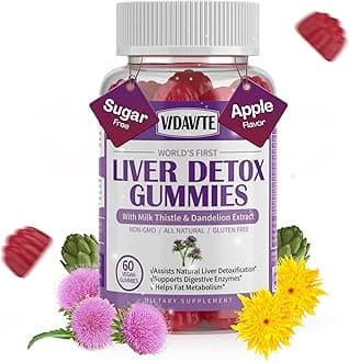 Sugar-Free Liver Cleanse Detox & Repair Gummies — 1500mg Silymarin Milk Thistle Supplement with Artichoke Extract Liver Health Formula, and 20+ Liver Detoxifiers for Men & Women (60 Gummies)