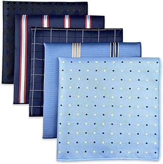 SHLAX&WING Assorted 5 Pieces Mens Silk Pocket Squares Handkerchiefs Set Lot
