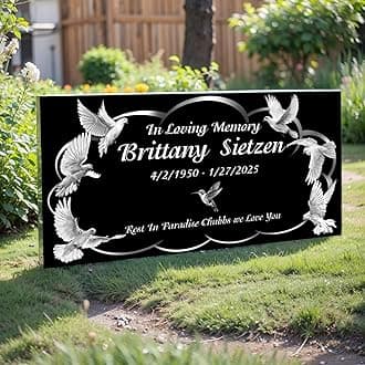 TPOSDJF Personalized Text Memorial Plaque - 12x6 Inch Custom Engraved Grave M...