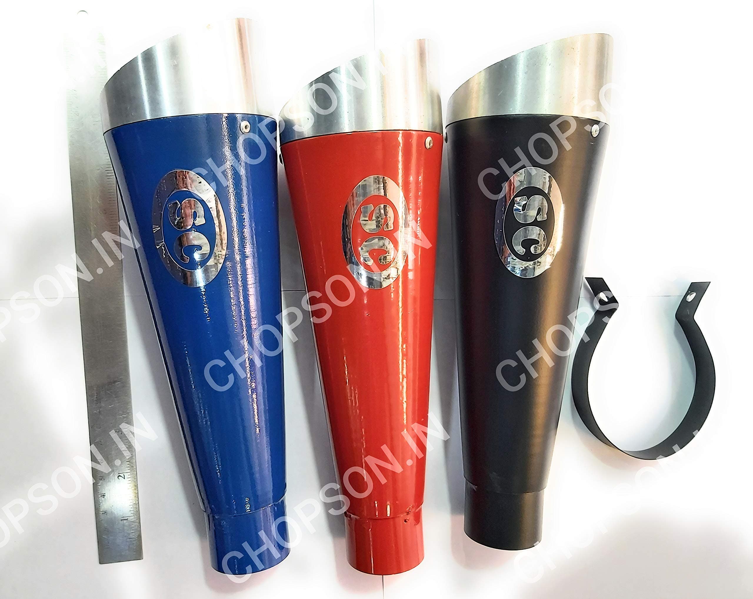 Silencer's Modified Exhaust System SC can be Fitted in All Type of Scooties and Bikes (Black with Aluminium END Cap). It Comes with a COMPLIMANTARY CLAMP at no Extra Cost.