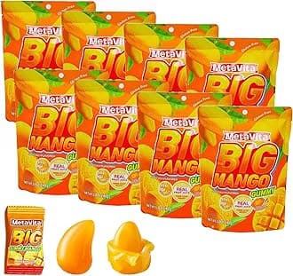 - (8 Packs 2.8LB）MetaVita Peelable Mango Candy – Individually Wrapped peelable Gummies Candy-Real Mango Puree – Big Chewy Gummy Candy, Gluten-Free, Fun to Peel