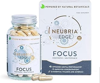Edge Focus Formula Nootropic and Multivitamin, Helps to Improve Concentration and Focus with 22 Essential Vitamins and Minerals - 60 Capsules (one month's Supply)