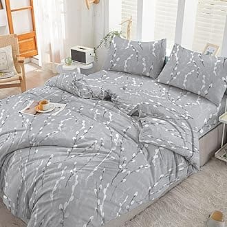 2PCS Single Duvet Cover Set, 100% Egyptian Cotton- 400 Thread Count- Floral Printed Single Bedding Set with Pillowcase