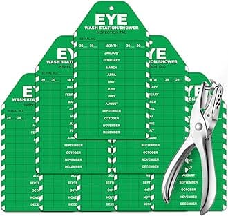 Eye Wash Station Inspection Tags 2025-08, Monthly Eye Wash Tags for Eye Wash Station/Emergency Shower, OSHA Approved Plastic Eyewash Station Test Record Tags, 50 Pack Eyewash Tags