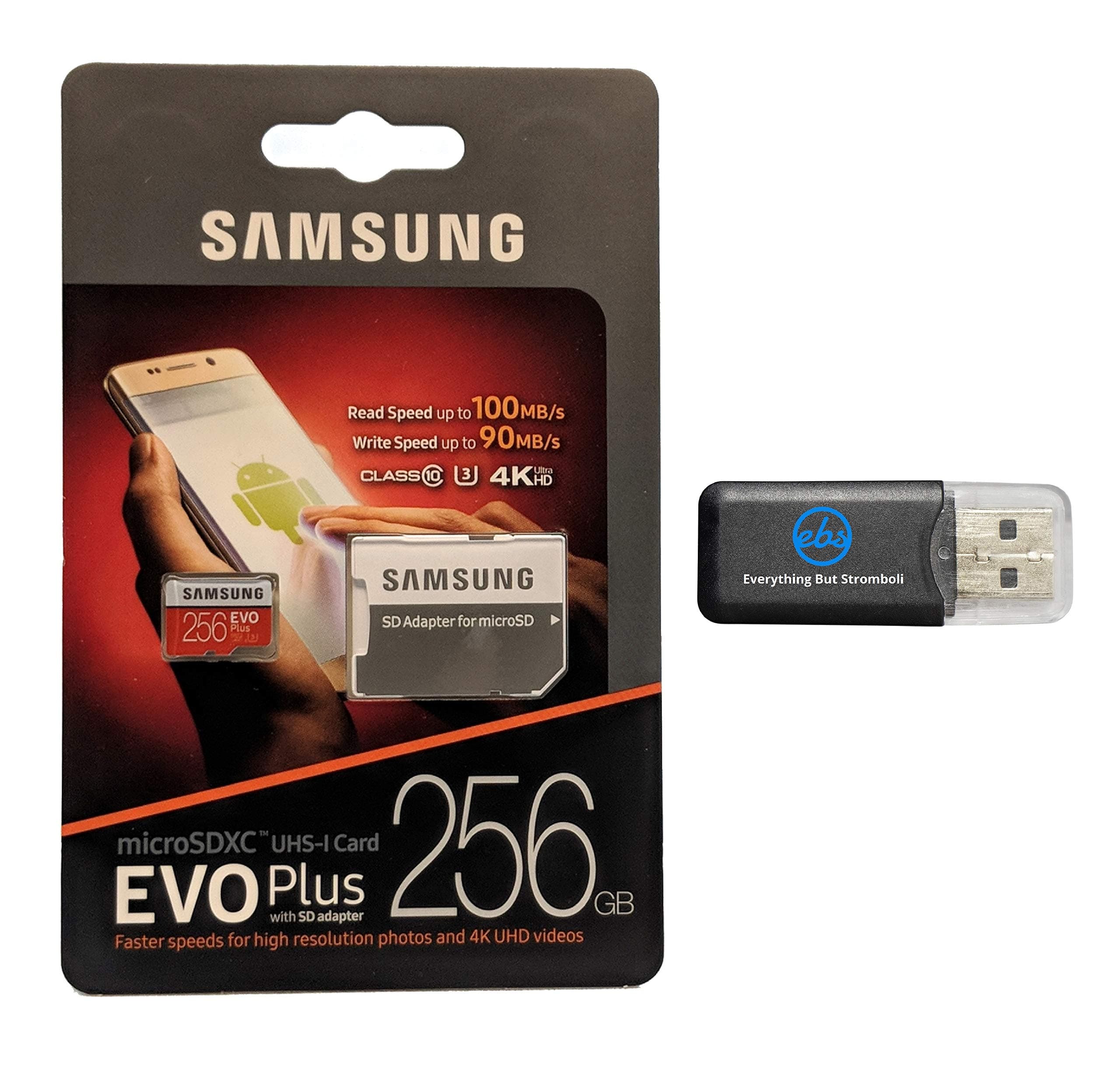 256GB Micro SDXC EVO Plus Bundle Works with Samsung Galaxy S10, S10+, S10e Phone (MB-MC256) Plus Everything But Stromboli (TM) Card Reader