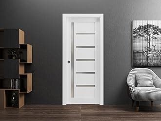 SARTODOORS Quadro 4088 Interior Door Slab 18 x 84 in, White Frosted Glass, Solid MDF Core, Unfinished for Hardware