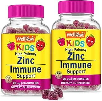 WellYeah Zinc for Kids 25mg Gummies - Immune System and Antioxidant Support - Skin Health, Maximum Strength Children Zinc Supplement Immune Booster Gummy - GMO-Free, Vegan - 60 Gummies (2)