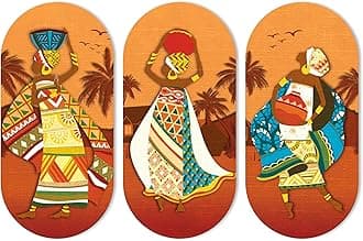 ArtvibesAfrican Women Dancing Wooden Wall Hanger for Home | Office | Living Room | Gift | Modern Decoration Items | Kitchen Wall Decor | Artworks (WH_9009N), Set of 3