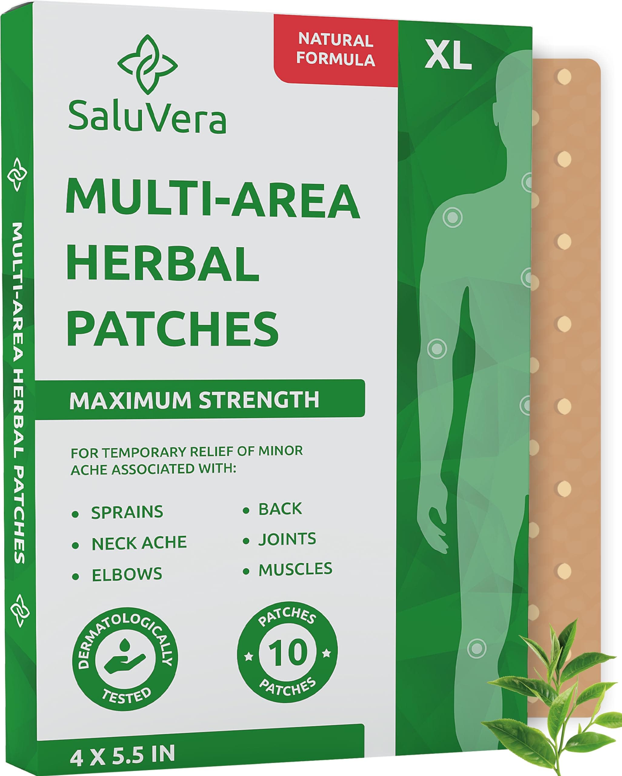 SaluVera Patches - Extra Large Patch Maximum Strength - Patch – Back Patches - Muscle and Joint Heat Patches - 10 Hot Patches (XL)