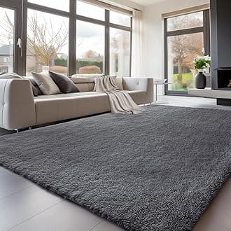 Sour LemonRugs Living Room 140x200cm, Grey Area Rugs for Bedroom, Washable Anti Slip Extra Large Shaggy Soft Rug Fluffy Modern Floor Carpets Mat Beside Carpet for Kids Living RoomOEKO-TEX STANDARD 100