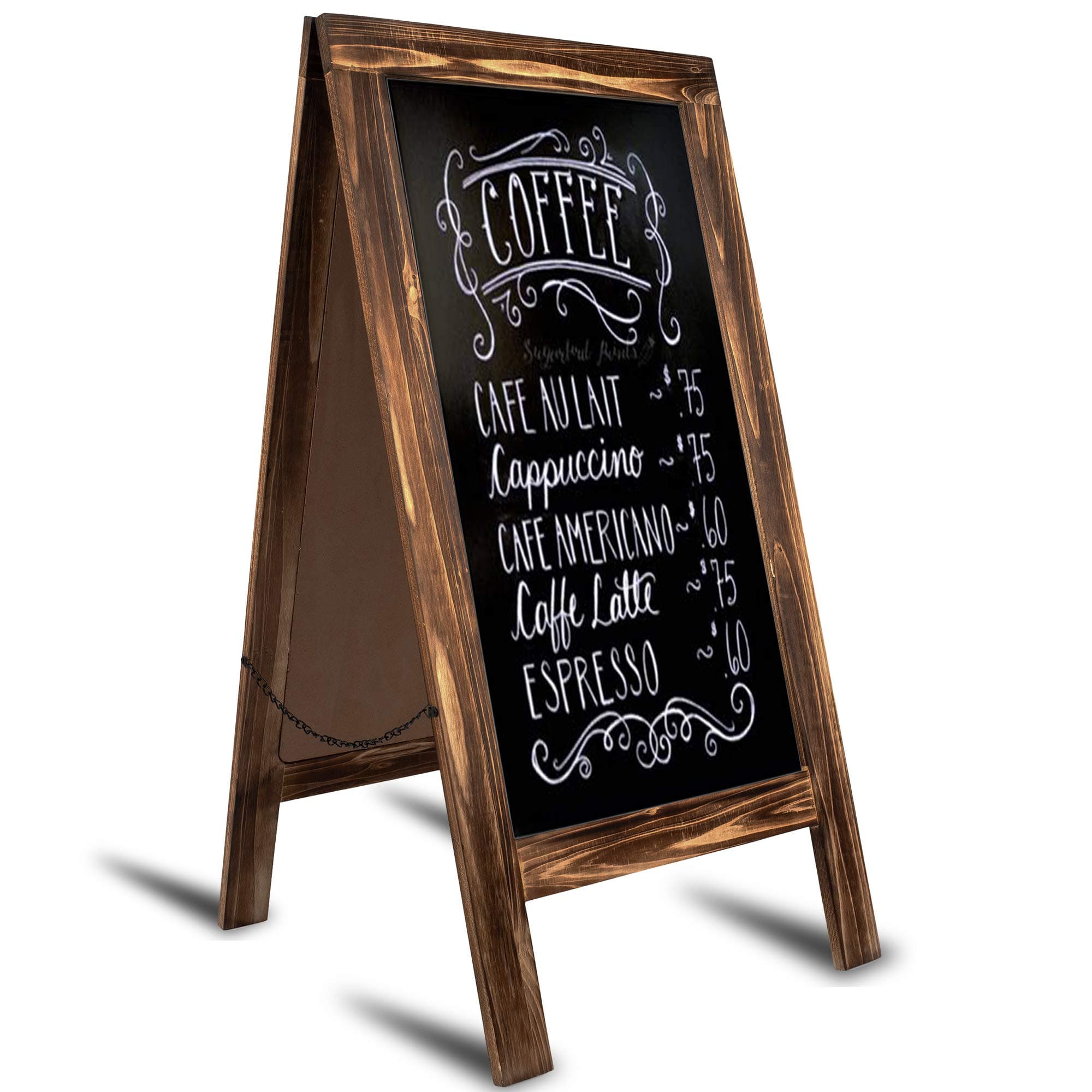 Rustic A Frame Chalkboard Sign - 40” X 20” Big Chalk Board Standing Sign for Wedding and Events- Large Sandwich Board Standing Sidewalk Sign for Events, menus, Foot Traffic and More!
