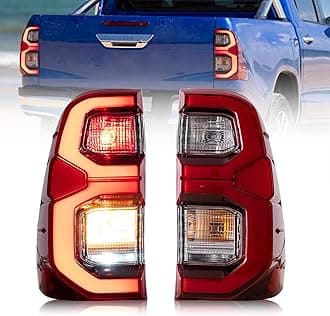 VLAND LED Tail Lights Compatible with Toyota Hilux 2015-2020 Revo(NOT for Tonka) Pickup Truck, Rear Lamp Assembly w/Dynamic Animation Running Light, Passenger+Driver Sides Red LHD