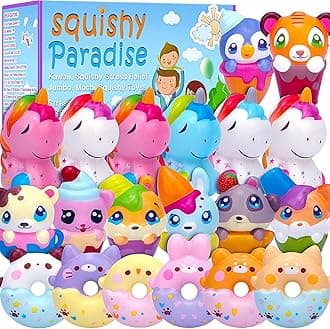 20 Pack Animal Squishy Toys Party Favors for Kids, Slow Rising Squeeze Toys Squishies Unicorn Donut Goodie Bag Stuffers Birthday Gifts for Boys Girls Classroom Treasure Prizes