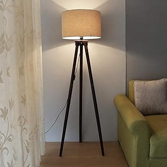 Modern Design Solid Wood Tripod Floor Lamp in Beige Color Shade for Living Room Bed Room Home Decor Gift Pack of 1