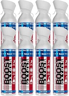 Boost Oxygen Large Natural Stars & Stripes 10L Canister | Respiratory Support for Aerobic Recovery, Altitude, Performance & Health (8 Pack)