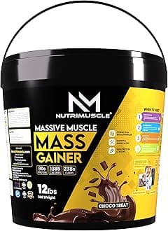 NUTRIMUSCLE MASSIVE MUSCLE MASS GAINER - 12LBS - CHOCO TREAT FLAVOUR - FOR MUSCLE AND MASS GAIN - MADE IN INDIA