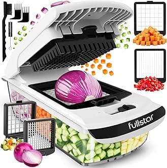 Fullstar Vegetable Chopper & Cutter - Slicer Dicer Spiralizer with Container for Food Veg Onion Cucumber Tomato Salad Potato French Fry - Kitchen Gadgets & Accessories (PRO 2-in-1, White)