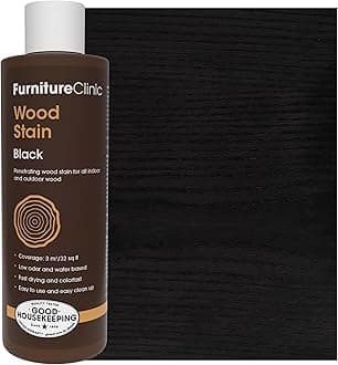 Furniture Clinic Wood Stain | Black | Water Based | Fast Drying, Low Odor, & Non-Toxic | For Indoor & Outdoor Furniture and More | Multiple Finishes | (8.5oz / 250ml)