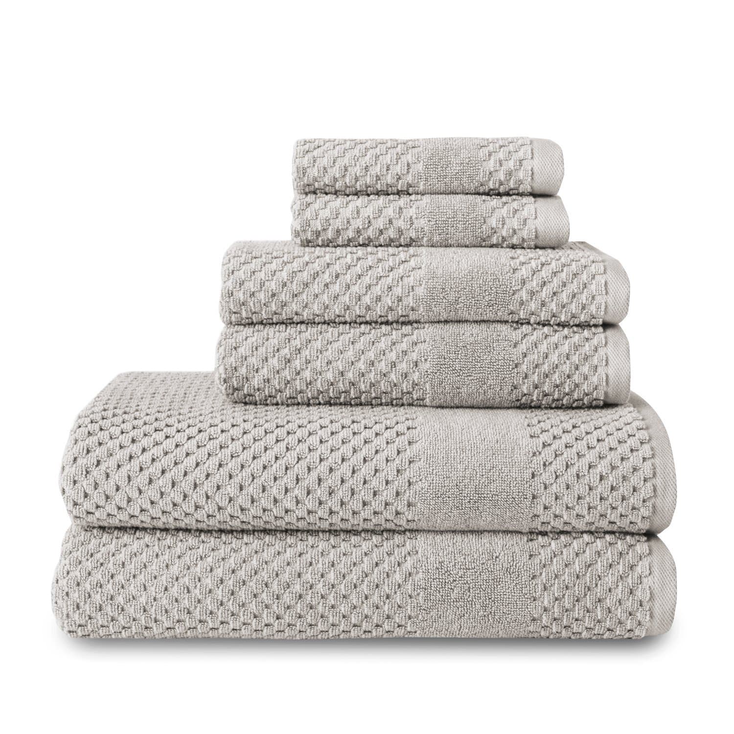 Honeycomb 6-pc Towel Set, Silver