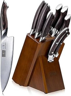 HOSHANHO 8-Piece Kitchen Knife Set, Japanese Super Steel Knife Set with Block, Professional Ultra Sharp Chef Knife Set with Scissors