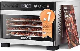 Food Dehydrator for Jerky, 176°F Temperature Control, 5 Stainless Steel Trays with 5.1 ft² Drying Space, 4 Presets, 48H Timer, for Dog Treats, Meat, Fruit, Veggies, Snacks, Bright-Silver
