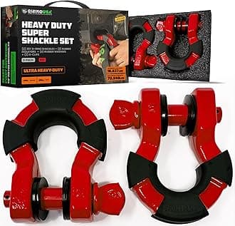 Rhino USA D Ring Super Shackles 70,548lb Break Strength – Heavy Duty 3/4” Shackle with 7/8 Pin for use with Tow Strap, Winch, Jeep Truck Vehicle Recovery, Best Offroad Accessories