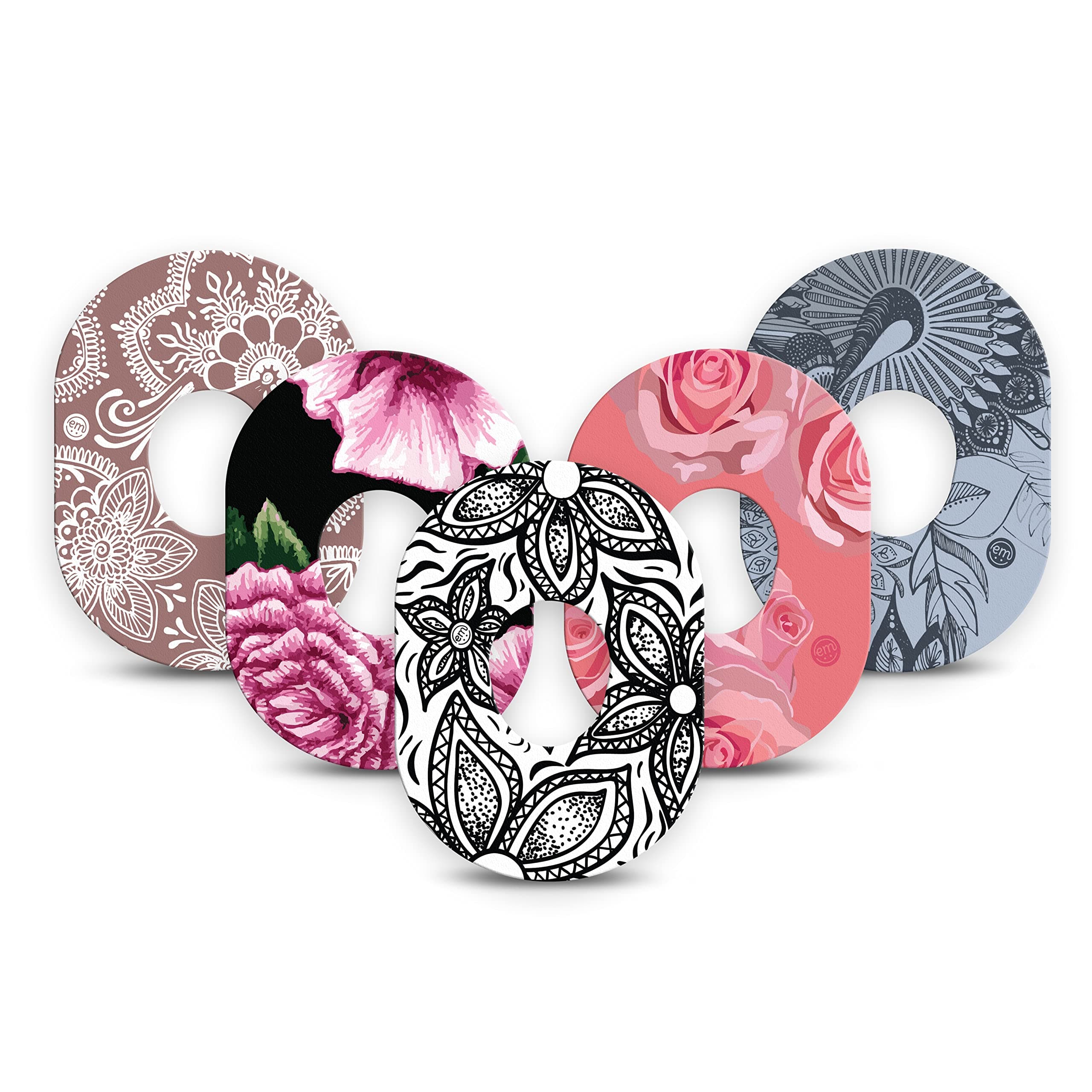 Adhesive Patch for Dexcom G7 & Stelo (5-Pack) - Made in The USA, Waterproof, Split Backing, CGM Tape (Floral Variety Pack)