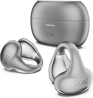 Boat Airdopes Loop OWS Earbuds w/Clip-On Fit, Air Conduction Tech, 50HRS Battery, 4Mics ENx, Dual EQ Modes, 12mm Drivers, 40ms Latency, ASAP Charge, OWS Ear Buds in Ear Bluetooth Earphones(Cool Grey)