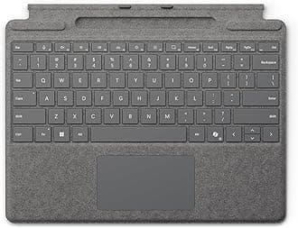 Surface Pro Keyboard for Surface Pro Copilot+ (11th Edition), Pro 9 and 8 with Pen Storage, Alcantara Material, Platinum
