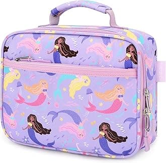 mibasies Kids Lunch Box for Girls Toddler, Insulated and Reusable Lunch Bag for School, Mermaid Purple