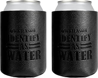 WKieason Valentines Day Gifts 2pc for Him Dad Leather Can Cooler for Dad Fathers Day Can Coolie Sleeves for Men Women Her Girlfriend Boyfriend Husband Wife Anniversary Birthday Funny Can Cooler