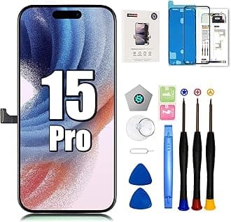 for iPhone 15 Pro Screen Replacement 6.1 Inch LCD 3D Touch Display Full HD Digitizer Frame Assembly (A2848, A3101, A3102, A3104) with Repair Tools Kit Screen Protector Waterproof Adhesive