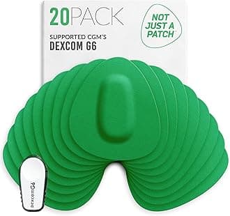 Not Just A Patch CGM Sensor Patches for Dexcom G6 & MiaoMiao (20 Pack) - Water Resistant & Durable for Active Lifestyle for 10-14 Days - Pre-Cut Dexcom G6 Adhesive Patches in Green