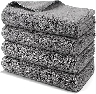 HOMEXCEL Professional Large Microfiber Car Drying Towels 4 Pack, Lint Free, Scratch Free, Highly Absorbent Drying Towel for Cars, SUVs, RVs, Trucks, and Boats,31" x 24 ",Grey