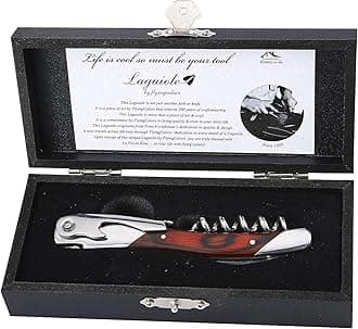 Laguiole By FlyingColors Wine Opener Sommelier Professional Waiter's Corkscrew, Wooden Gift Box. Sommelier Knife, Corkscrew, Foil Cutter, and Bottle Opener (Wood)