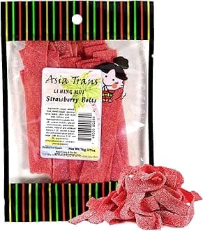 - Li Hing Mui Strawberry Belts 2.70 Ounce - Packed Fresh in Hawaii. Sweet and Tart strawberry belt candy sprinkled with Li Hing Mui Plum powder.