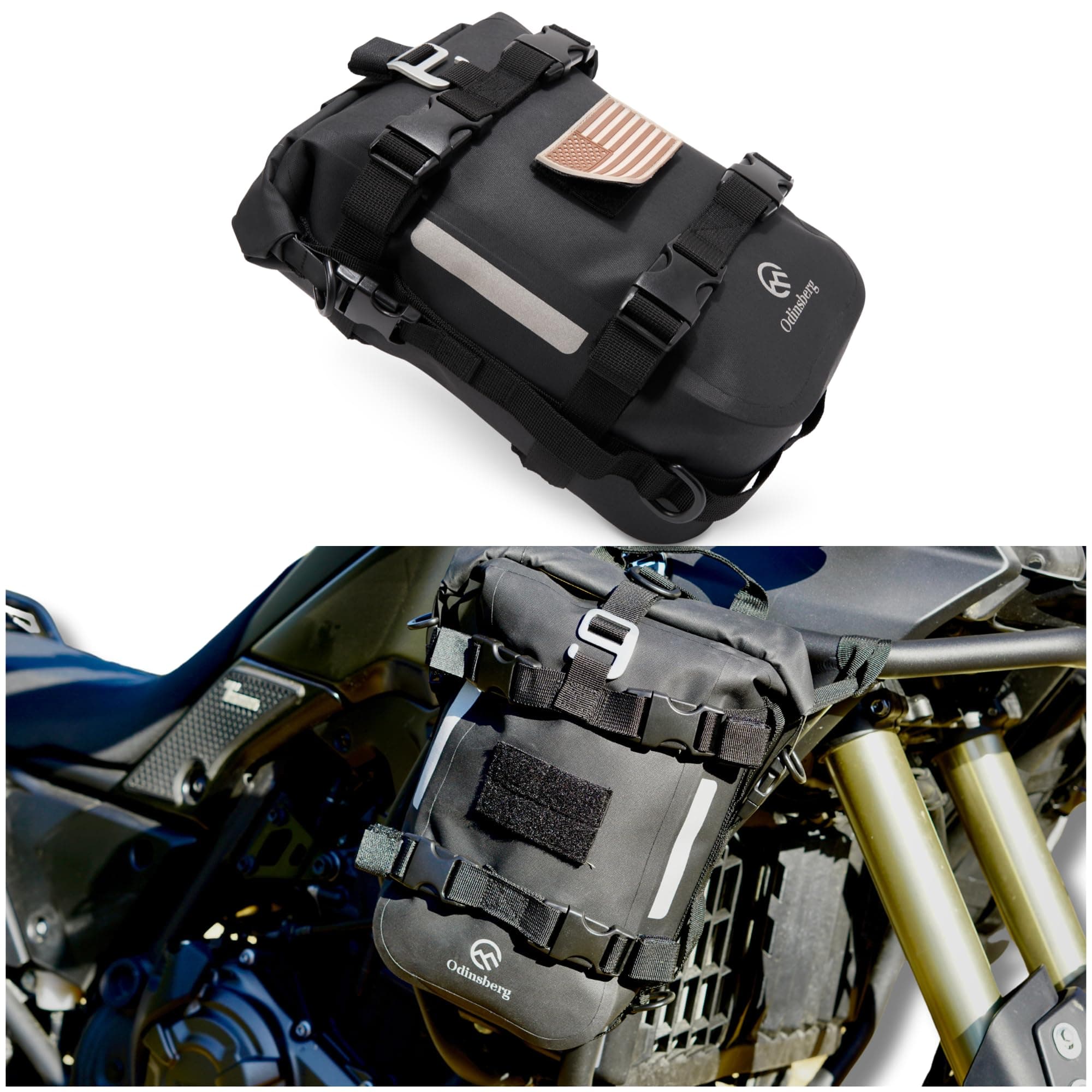 Odinsberg Waterproof Motorcycle Tail Bag 7L Motorcycle Dry Bag Crash Bar Bags used as Luggage on Sissy Bar Back Seat Saddle Bag Rack Fender Bag Pouch Dirt Bike Pack for Moto Enduro ATV