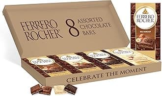 Ferrero Rocher Premium Hazelnut Chocolate Bars, Milk, Dark, Macadamia, Salted Caramel, Valentine's Day, 8 Pack, 3.1 oz Each