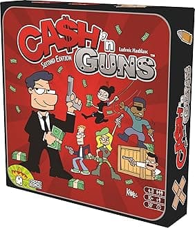 Asmodee Cash 'N Guns 2nd Edition Party Game - Unleash Foam-Powered Heist Intimidation, Bluffing Strategy Game for Kids & Adults, Ages 10+, 4-8 Players, 30 Minute Playtime