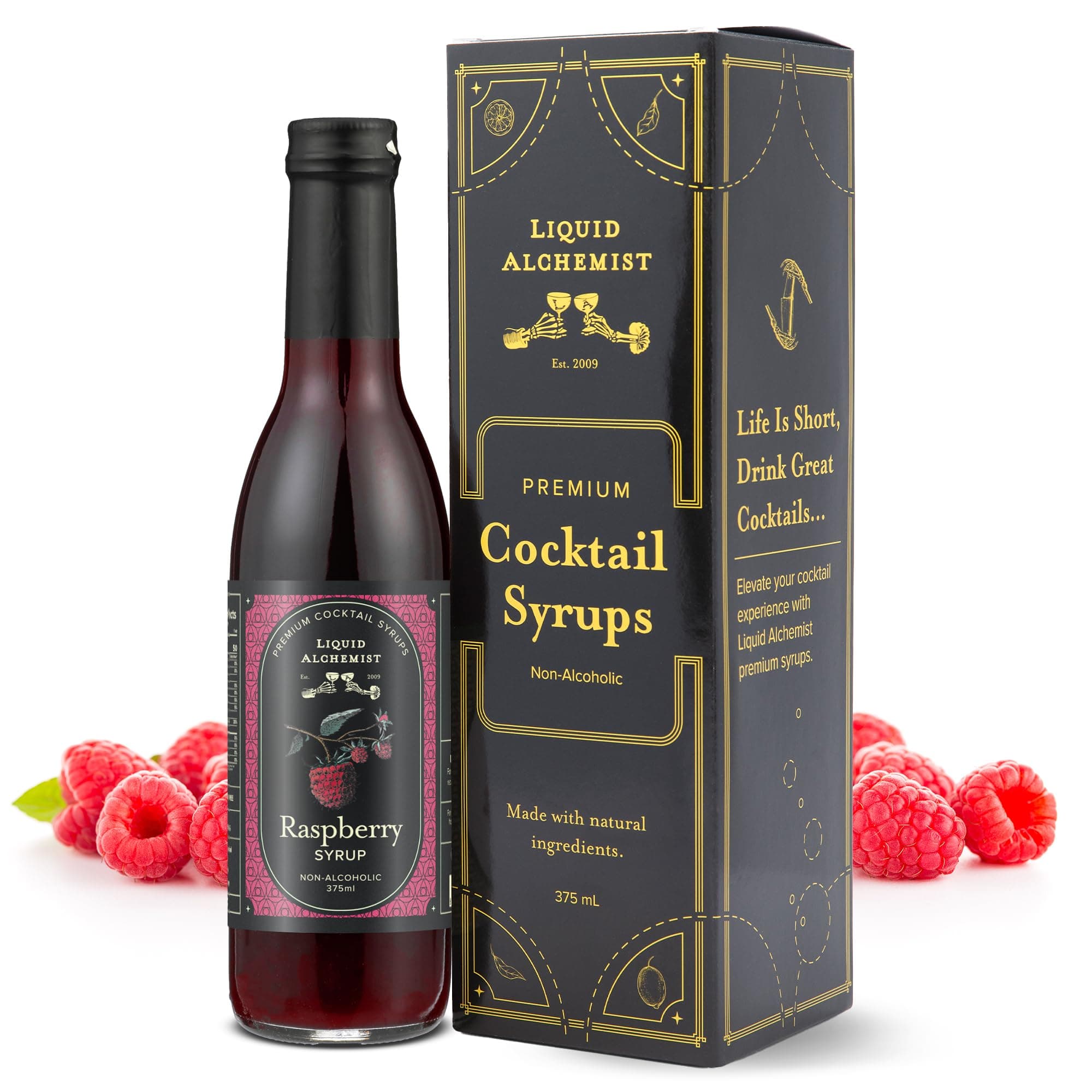 Raspberry Syrup for Drinks - Real Ingredients Make the Perfect Summer Cocktail or Margarita Mix - Our Raspberry Cocktail Syrup is Non-GMO & Vegan (12.7 oz)