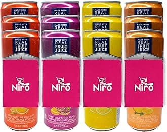 Niro Assortment | San Pellegrino Italian Sparkling Wines | Zero Sugar | Variety of 12 Packs of 4 Assorted Flavors | Neoprene Sleeve Included