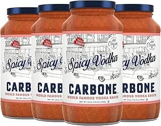 Carbone Spicy Vodka Pasta Sauce | World Famous Signature Recipe | Slow-Cooked with 100% Italian Tomatoes | Vegetarian, Gluten Free, Low Carb, Keto Pasta Sauce, 24 Fl Oz (Pack of 4)