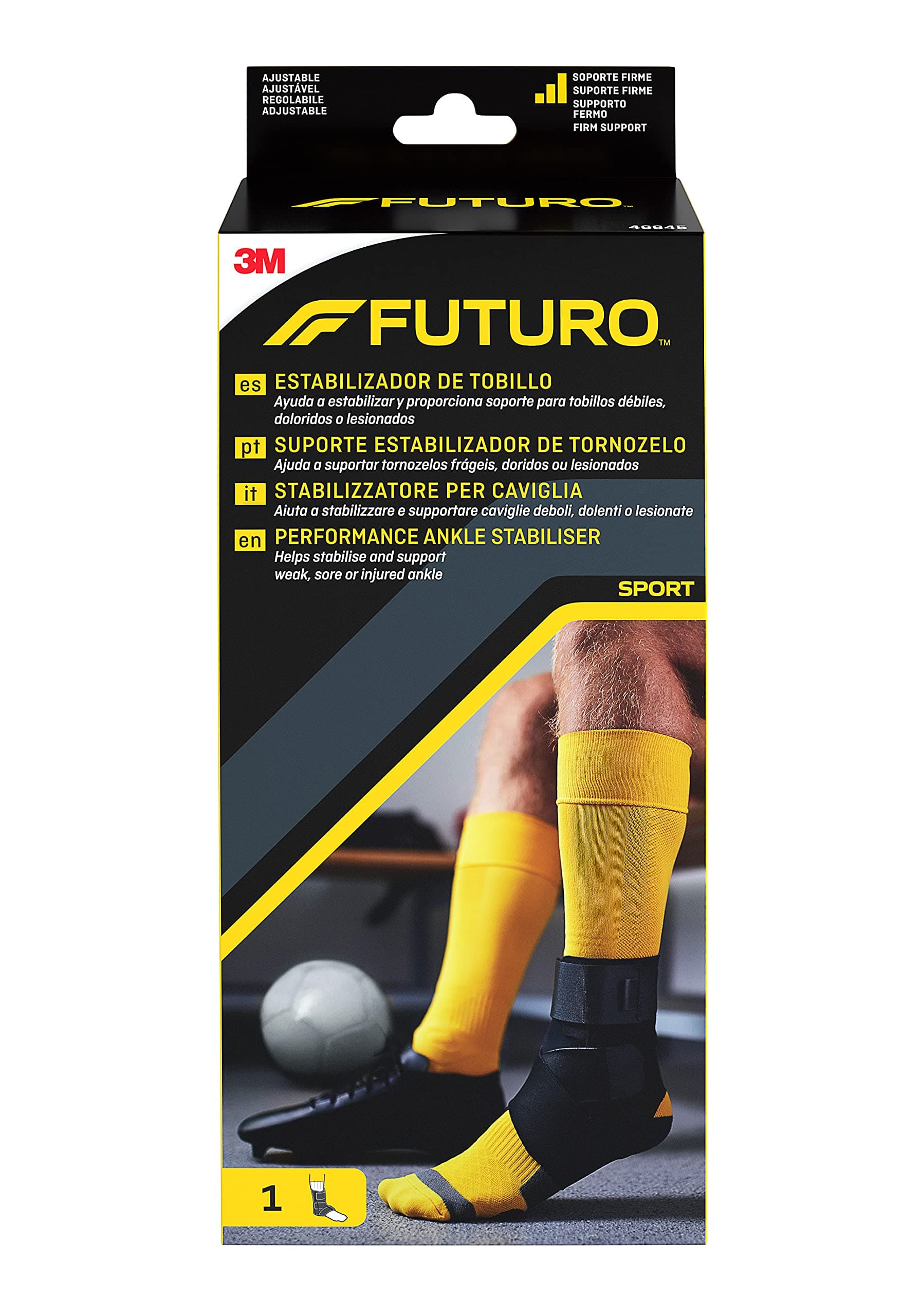 Performance Ankle Stabilizer, Adjustable, Black (20.3-25.4 cm) – Supports Stiff, Sore or Injured, Reinforced Side Stabilizer Helps Prevent Ankle Rolling and Re-injury