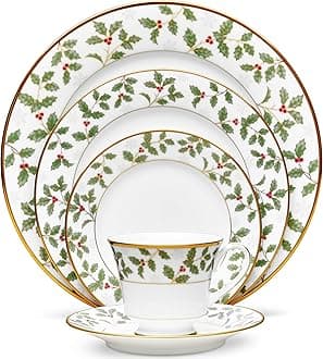 Holly & Berry Gold Place Setting, Large, 5-Piece