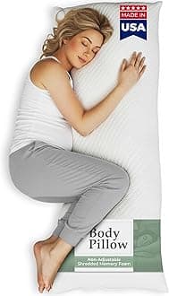 Snuggle-Pedic Body Pillow for Adults - Breathable, Full Body Pillow for Side Sleepers - Shredded Memory Foam Gel - Cooling Long Pillow Supports Legs, Belly & HIPS - 20x54 White
