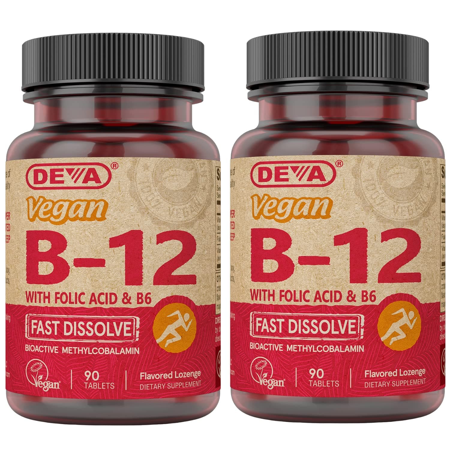 海外直送品Deva Vegan Vitamins Sublingual B-12, 90 Tab (Pack of 2)