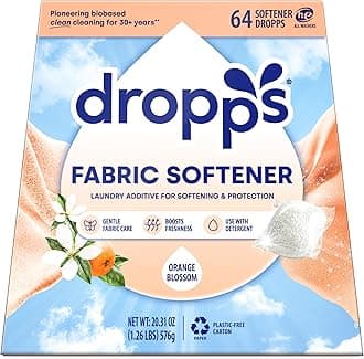 Dropps Fabric Softener Pods, Orange Blossom (64 Count) - Laundry Softener For Soft & Fluffy Fabrics | Liquid Softener & Dryer Sheet Alternative | Clean Ingredients | Plastic Free Packaging