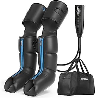 Rechargeable Leg and Foot Massager - Cordless Air Compression Full Leg Boots Massager for Circulation and Recovery - Pressure Sensor & LCD Display - 3 Modes 10 Intensities 5 Timer Functions